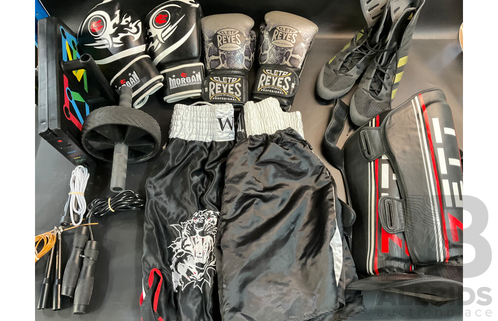 Adidas Boxing Shoes Size US12 & Assorted Boxing Equipment & Personal Gym Items