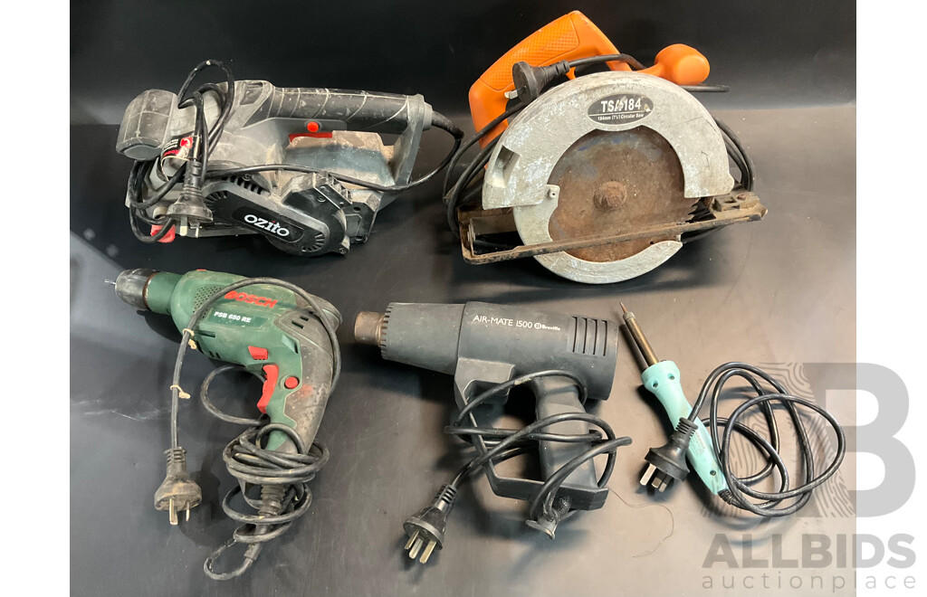 Assorted Corded Electric Tools Included 184mm Circular Saw, Sander and More - Lot of Five