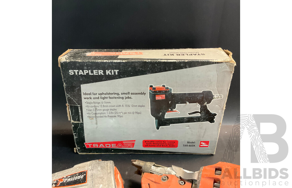 Used Paslode Framing Nailer & Vintage TradeAir Stapler Kit - Lot of 3