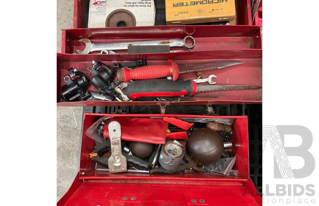 Three Tool Boxes Containing Assorted Hand Tools/Hardware