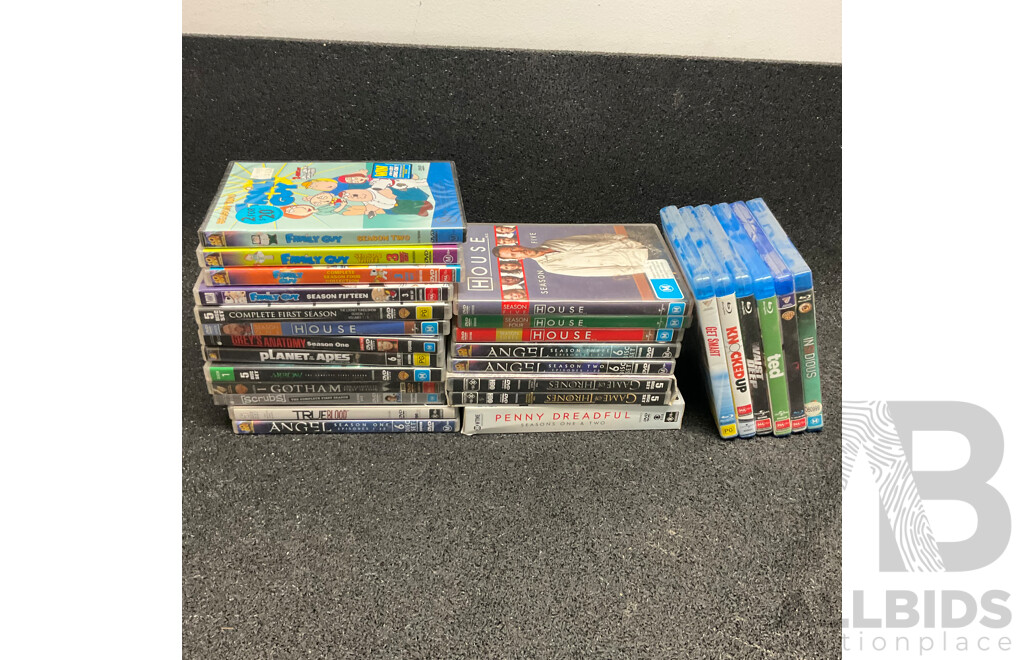 Bulk Lot of TV Series DVDs and Blu-Ray Movies, and Assorted PlayStation 1, 2 Games