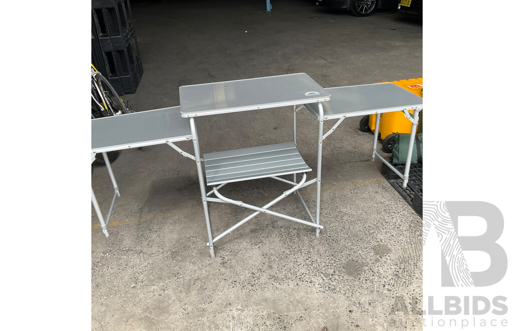 Assorted Camping Equipment - ICE MATE Ice Box, Coleman Portable Grill Stove, Airbed, Spinifex Portable Table and More