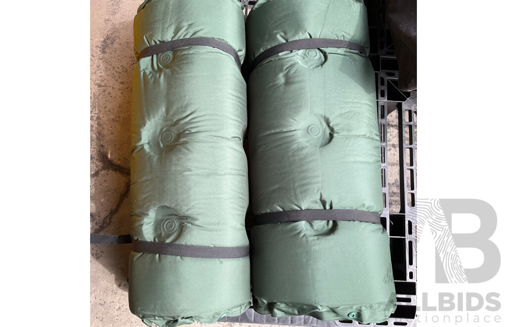 Assorted Camping Equipment - ICE MATE Ice Box, Coleman Portable Grill Stove, Airbed, Spinifex Portable Table and More