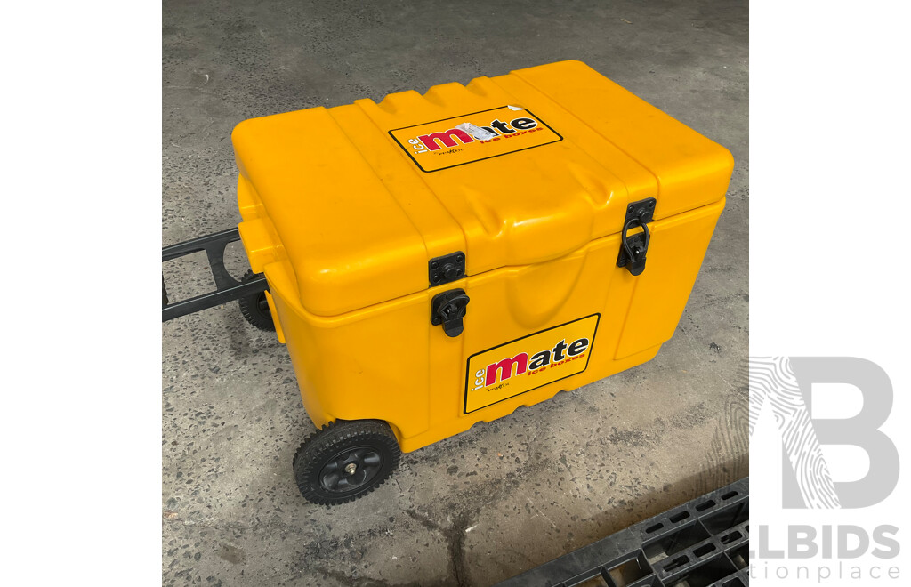 Assorted Camping Equipment - ICE MATE Ice Box, Coleman Portable Grill Stove, Airbed, Spinifex Portable Table and More