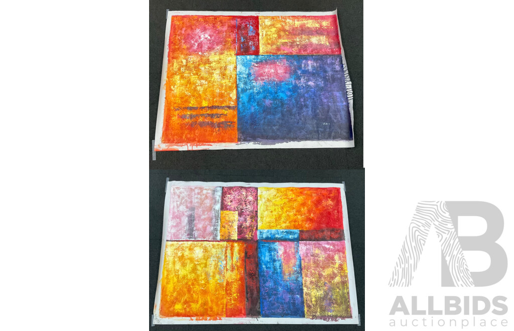 Two Textured Abstract Painting - Acrylic on Canvas