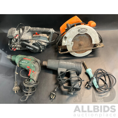Assorted Corded Electric Tools Included 184mm Circular Saw, Sander and More - Lot of Five