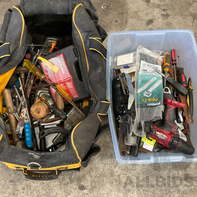 Bulk Lot - Assorted of Hand Tools with Ozito Cordless Drill Driver