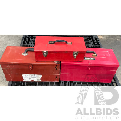 Three Tool Boxes Containing Assorted Hand Tools/Hardware