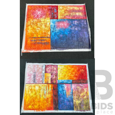 Two Textured Abstract Painting - Acrylic on Canvas