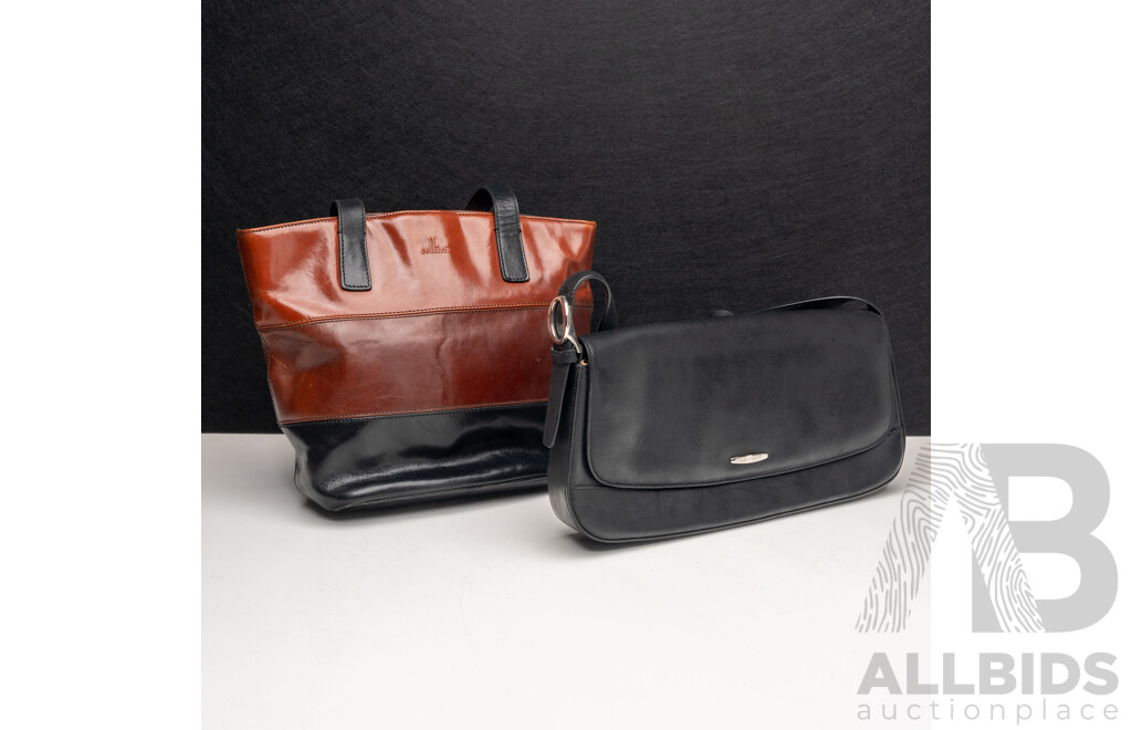 Celini Genuine Cow Hide Bucket Bag & Oroton Black Leather Handbag