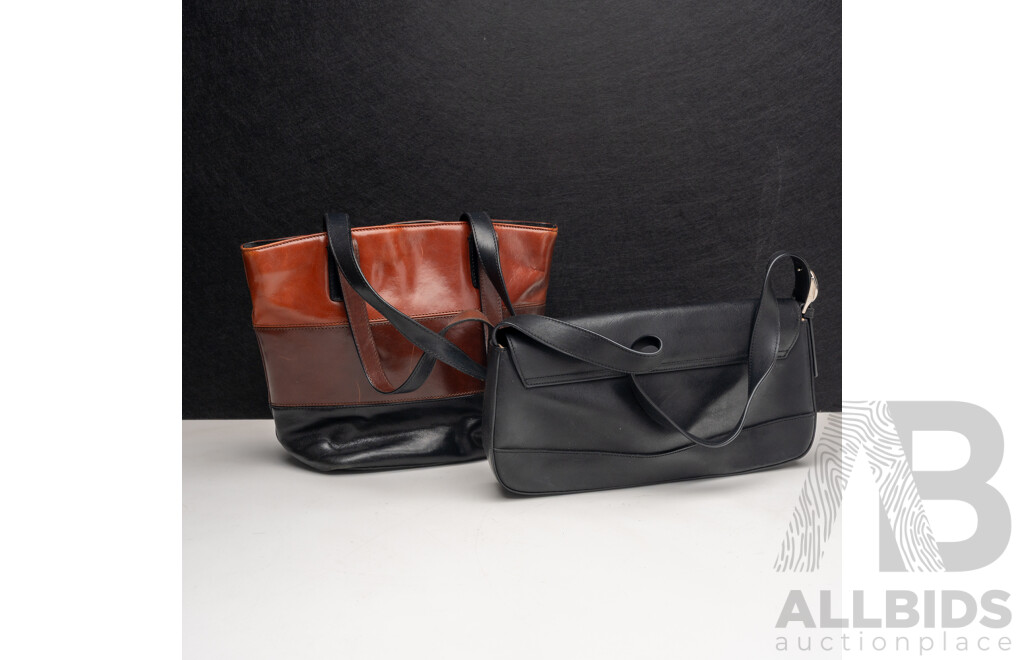 Celini Genuine Cow Hide Bucket Bag & Oroton Black Leather Handbag