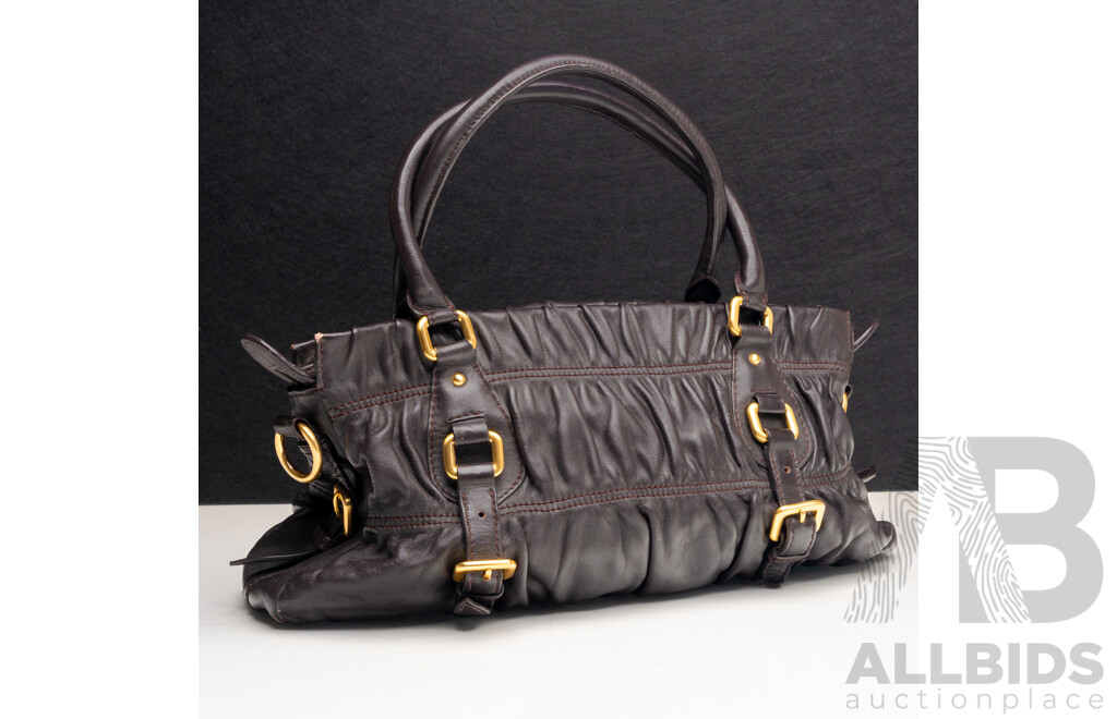 Prada Nappa Gaufre Leather Handbag, Vintage Chocolate with Gold Tone Hardware