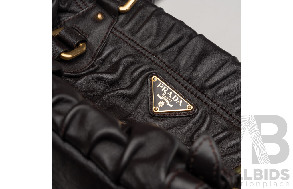 Prada Nappa Gaufre Leather Handbag, Vintage Chocolate with Gold Tone Hardware