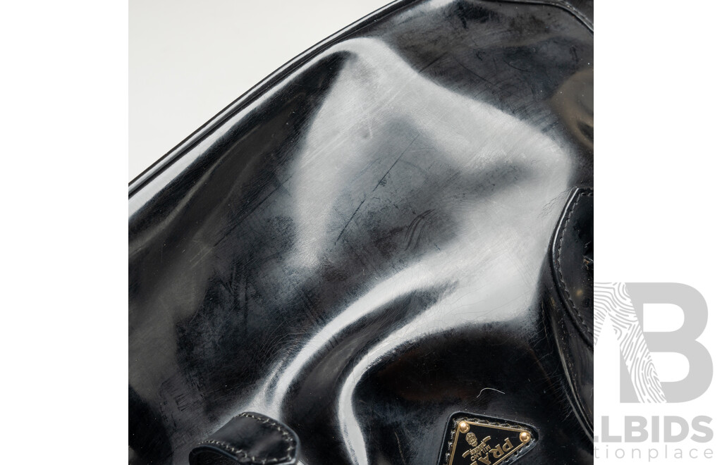 Prada Black Vitello Shine Bonnie Shoulder Bag - Vintage