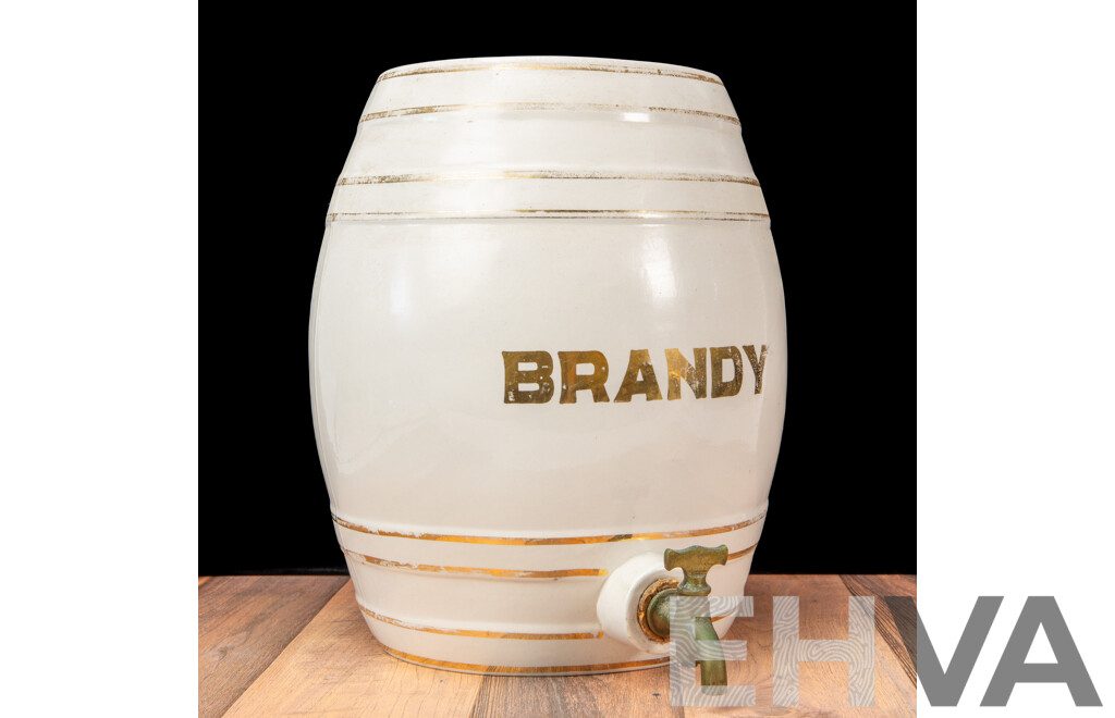Vintage Ceramic Brandy Barrell with Brass Tap
