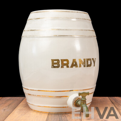 Vintage Ceramic Brandy Barrell with Brass Tap