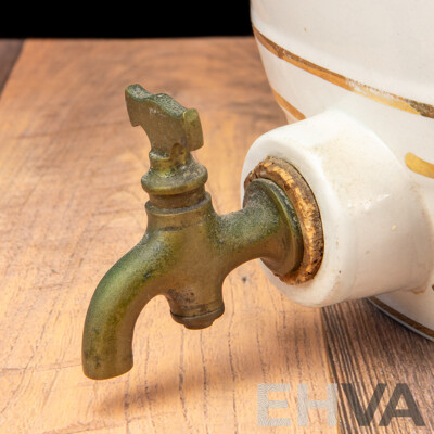 Vintage Ceramic Brandy Barrell with Brass Tap