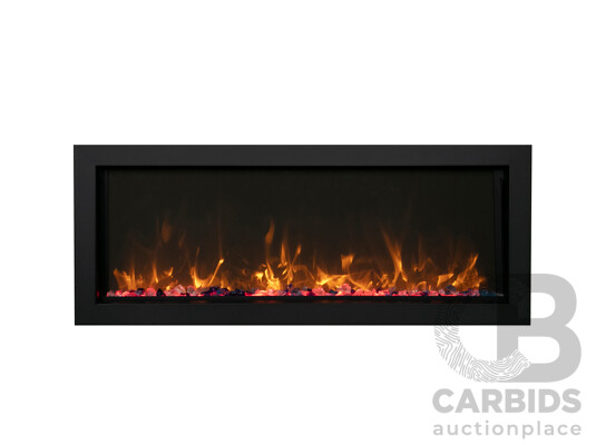 Indoor or Outdoor Built-in Only Electric Fireplace with Black Steel Surround (BI-60-DEEP-XT) - ORP $5,719