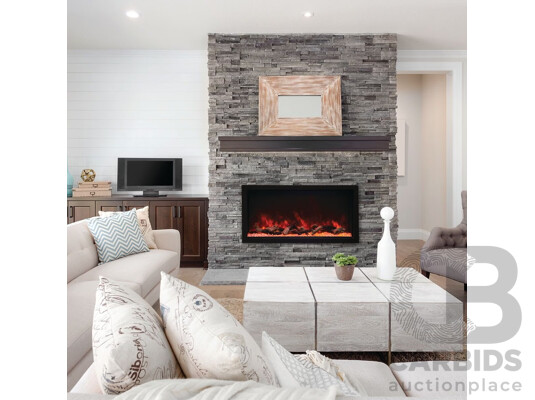 Remii 45 Inch Extra Tall Indoor Built-In Electric Fireplace with Black Steel Surround (102745-XT)