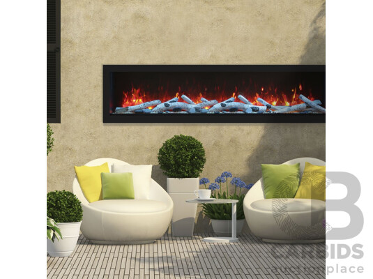 Remii 65 Inch Deep Indoor Built-in Electric Fireplaces with Black Steel Surround (102765-DE) - ORP $5,999