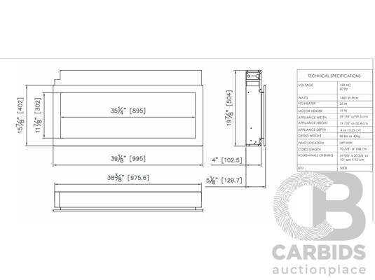 BI Extra Slim Indoor or Outdoor Built-In Electric Fireplace with Black Steel Surround (BI-40-XTRASLIM) - ORP $2,639