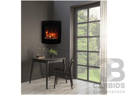Corner Wall Mount Smart Electric Fireplace (WM-BI-2428-VLR-BG)