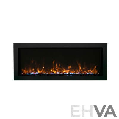BI Extra Slim Indoor or Outdoor Built-In Electric Fireplace with Black Steel Surround (BI-40-XTRASLIM) - ORP $2,639