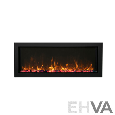 BI Extra Slim Indoor or Outdoor Built-In Electric Fireplace with Black Steel Surround (BI-40-XTRASLIM) - ORP $2,639