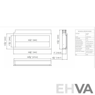 BI Extra Slim Indoor or Outdoor Built-In Electric Fireplace with Black Steel Surround (BI-40-XTRASLIM) - ORP $2,639