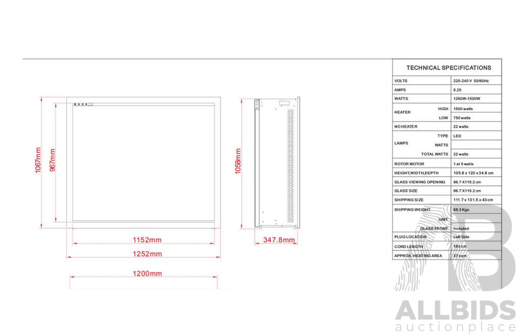 48''Wall Mount/Flush Mount Electric Fireplace with Steel Surround - WM-FML-48-5523 - ORP $1,999