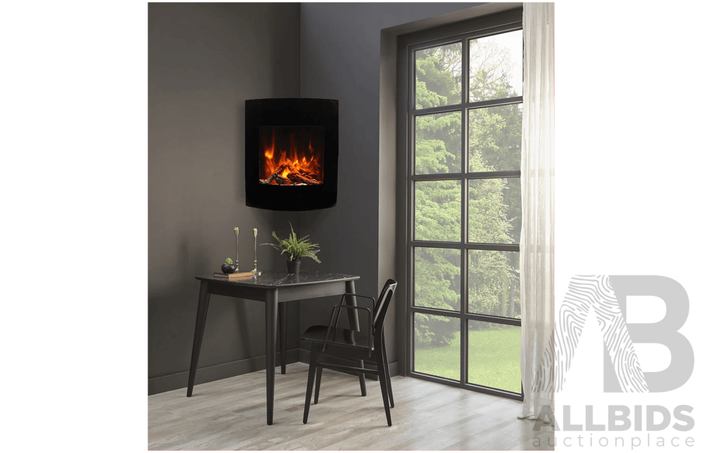 Corner Wall Mount Smart Electric Fireplace (WM-BI-2428-VLR-BG)