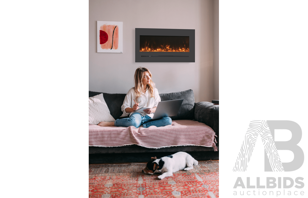 48''Wall Mount/Flush Mount Electric Fireplace with Steel Surround - WM-FML-48-5523 - ORP $1,999