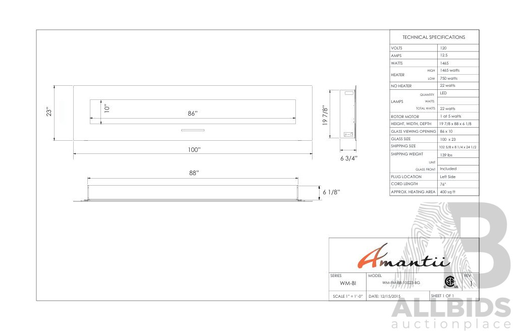 88 Inch Wall Mount/Flush Mount Series Electric Fireplace (WM-FM-88-10023-BG)