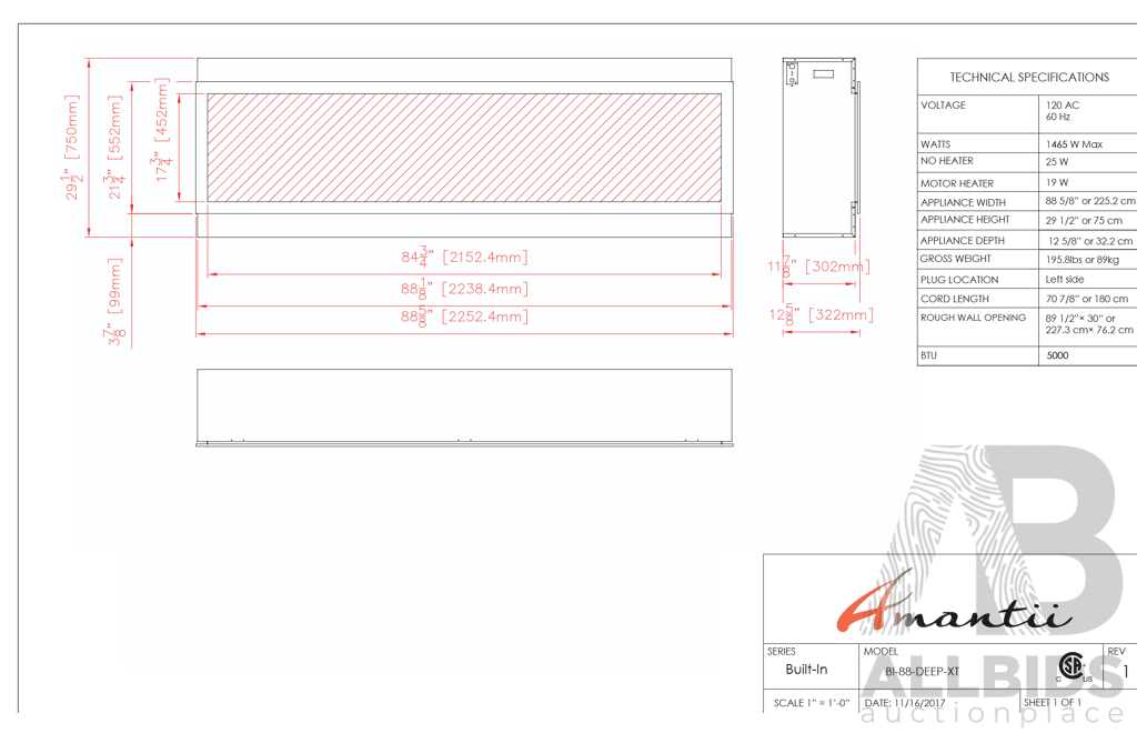 Amantii Panorama BI Deep XT 88'' Smart Built-in Electric Fireplace ( BI-88-DEEP-XT)