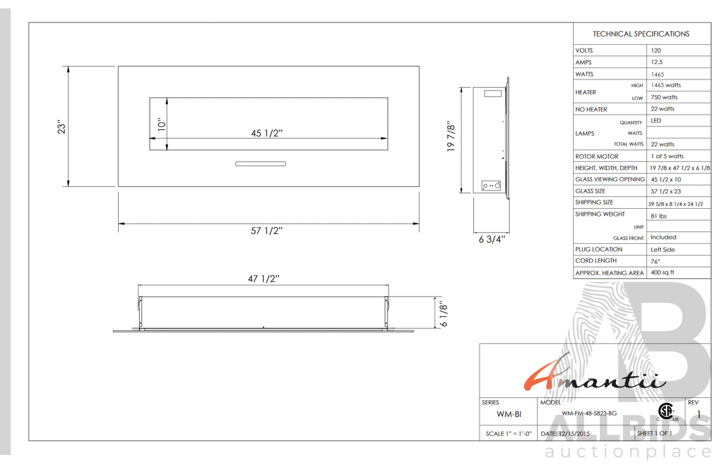 Amantii 48'' Wall Mount Electric Fireplace (WM-FM-48-5823-BG)