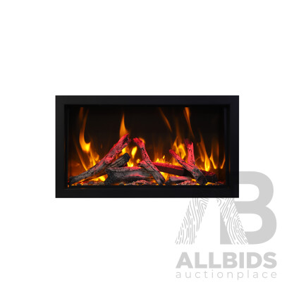 Indoor or Outdoor Built-in Only Electric Fireplace with Black Steel Surround (BI-60-DEEP-XT) - ORP $5,719