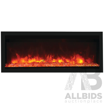 Remii 55 Inch Extra Tall Indoor Built-In Electric Fireplace with Black Steel Surround 102755-XT