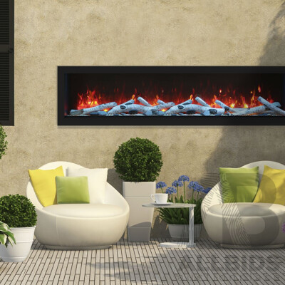 Remii 65 Inch Deep Indoor Built-in Electric Fireplaces with Black Steel Surround (102765-DE) - ORP $5,999