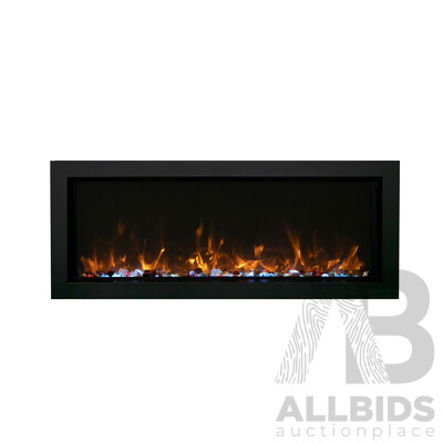 BI Extra Slim Indoor or Outdoor Built-In Electric Fireplace with Black Steel Surround (BI-40-XTRASLIM) - ORP $2,639