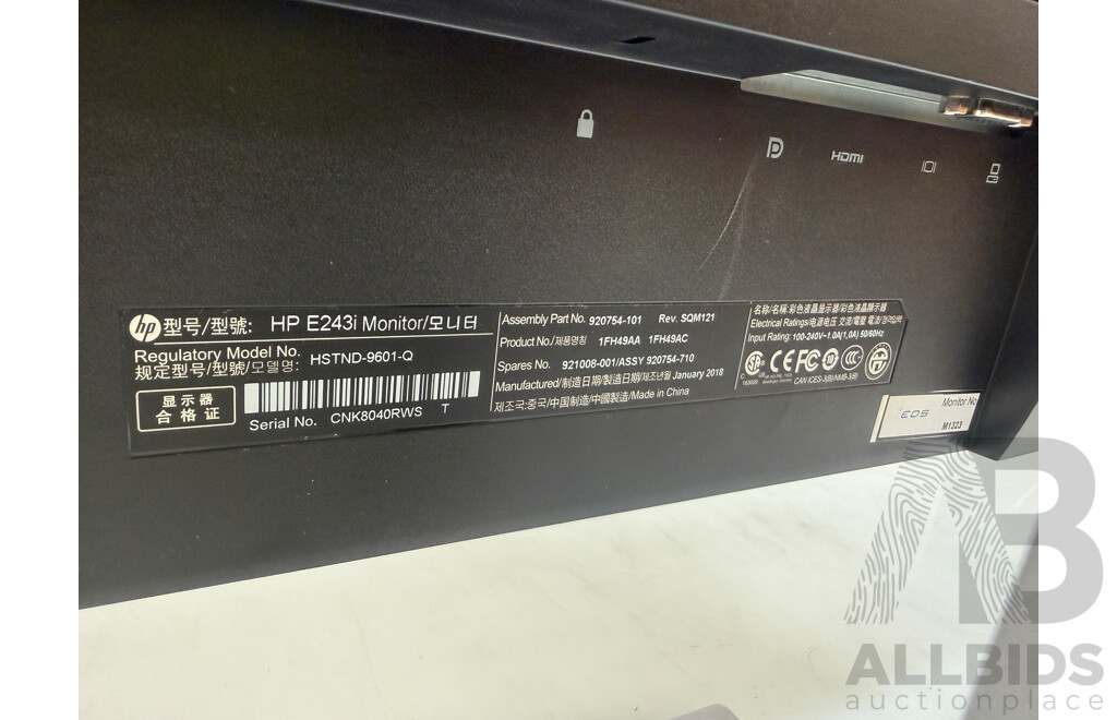 HP EliteDisplay (E243i) 24-Inch WUXGA (1920 X 1200) Widescreen LCD Monitor (Not Working)