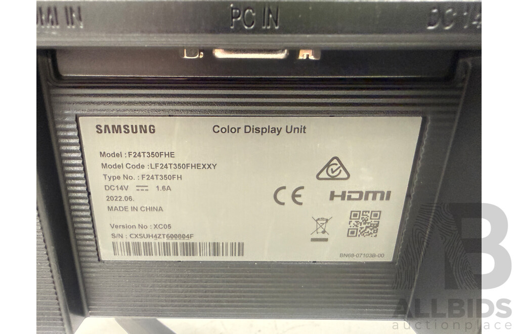 Samsung F24T350FH 24 Inch LCD Monitor - No Power Cable