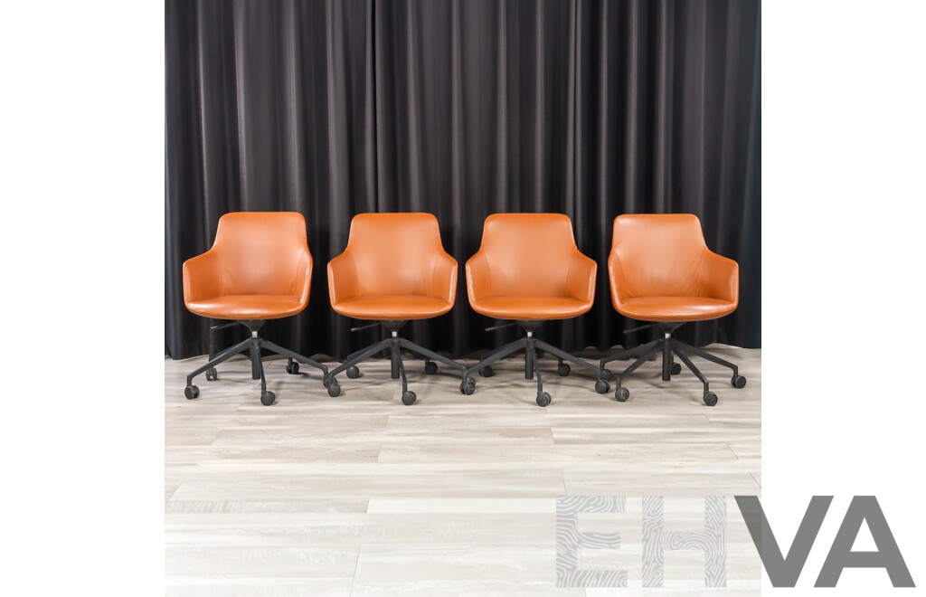 Set of Four Leather Upholstered MSalsa Chairs by Designcraft