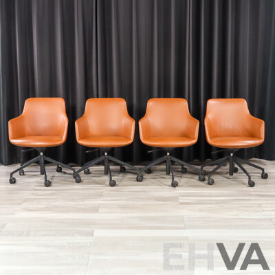 Set of Four Leather Upholstered MSalsa Chairs by Designcraft