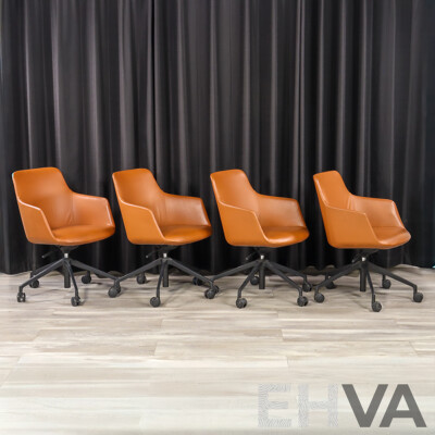 Set of Four Leather Upholstered MSalsa Chairs by Designcraft