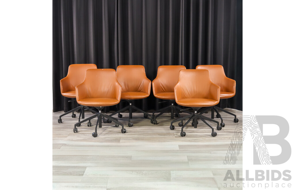 Set of Six Leather Upholstered MSalsa Chairs by Designcraft