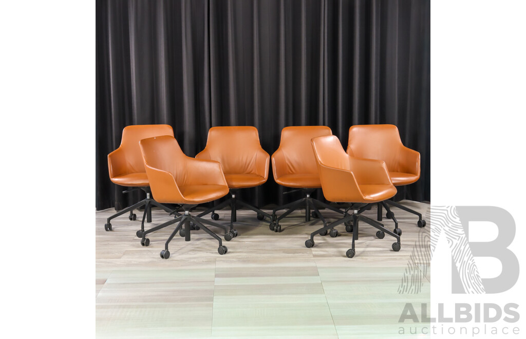 Set of Six Leather Upholstered MSalsa Chairs by Designcraft