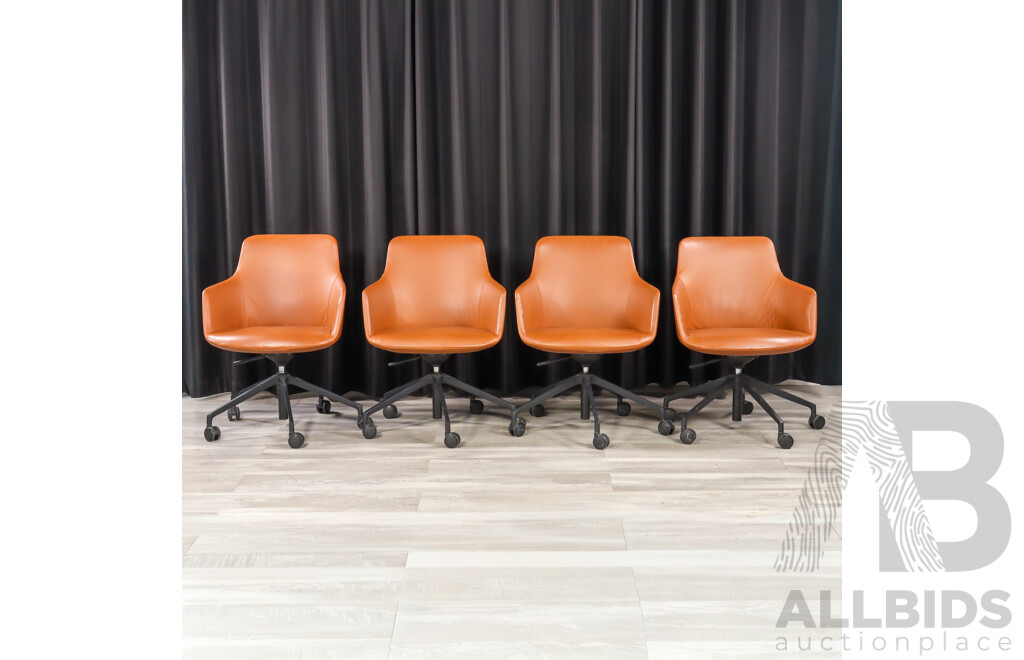 Set of Four Leather Upholstered MSalsa Chairs by Designcraft