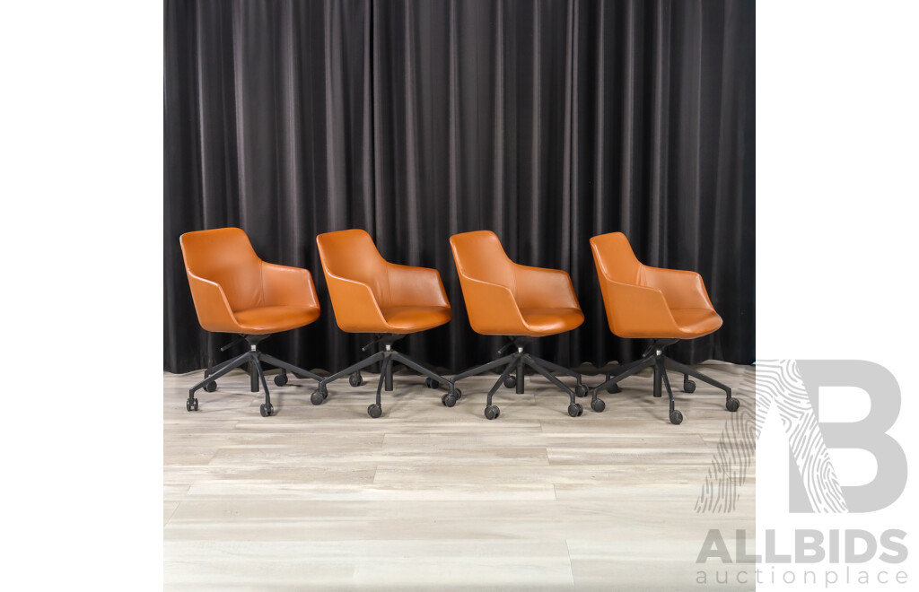 Set of Four Leather Upholstered MSalsa Chairs by Designcraft