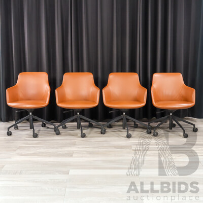 Set of Four Leather Upholstered MSalsa Chairs by Designcraft