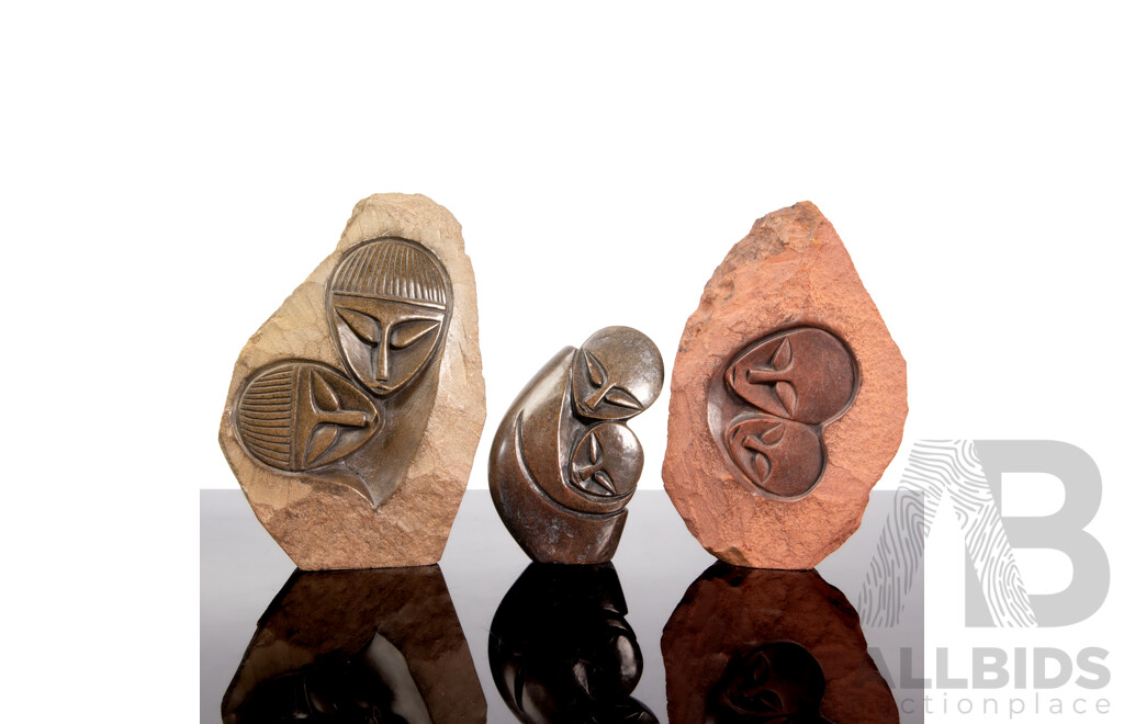 Collection of Three Carved Shona Stone Pieces